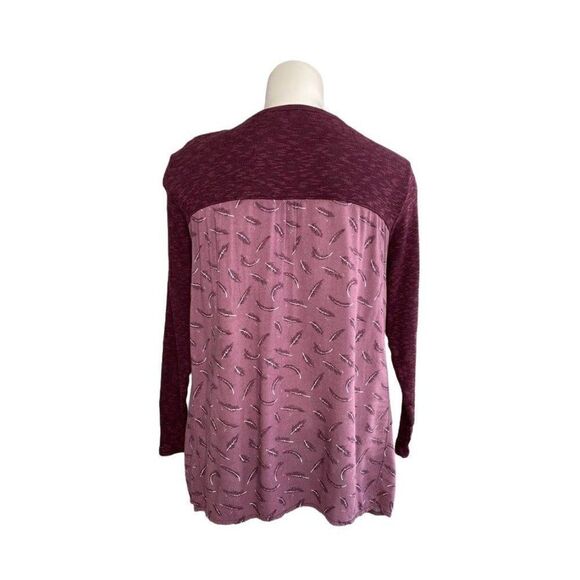 MAX JEANS Purple Mixed Media Marled Knit‎ & Feather Back Top XS - Picture 3 of 6